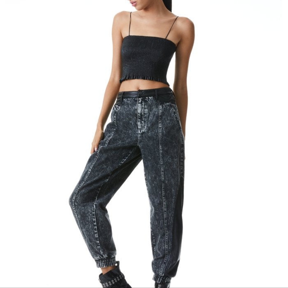 Alice + Olivia Jenny Faux Leather Black Jeans